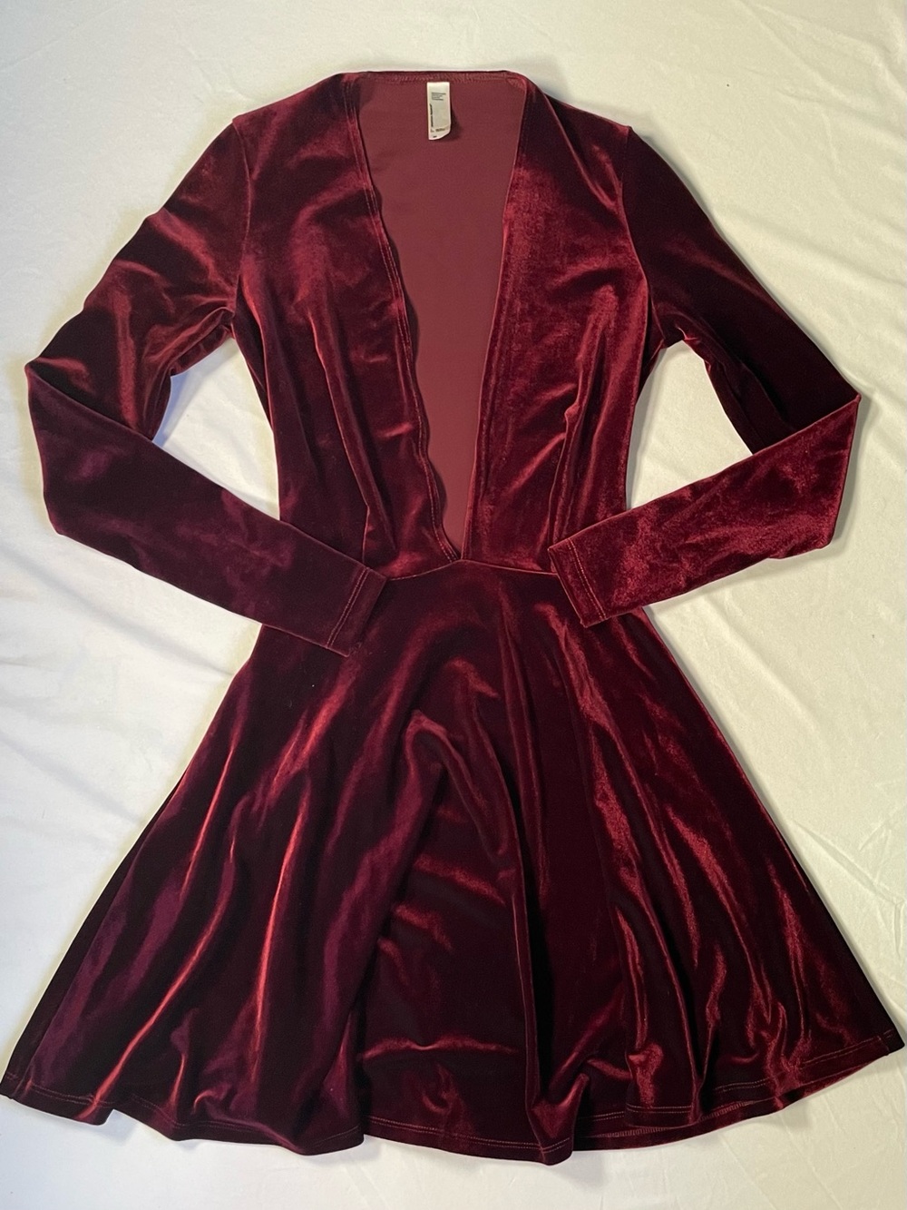 American Apparel Dress Women XS V Neck Skater Long Sleeve Indie Sleaze EUC - Picture 2 of 8